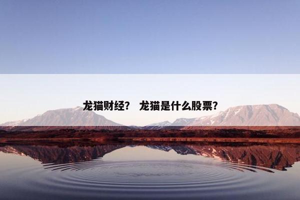 龙猫财经？ 龙猫是什么股票？