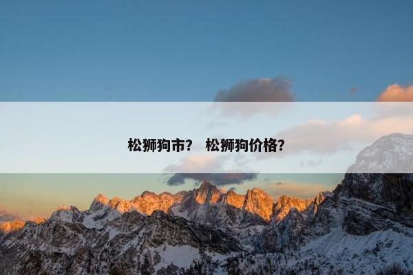 松狮狗市？ 松狮狗价格？