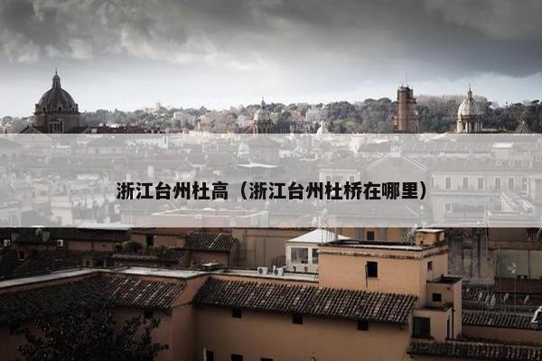 浙江台州杜高（浙江台州杜桥在哪里）