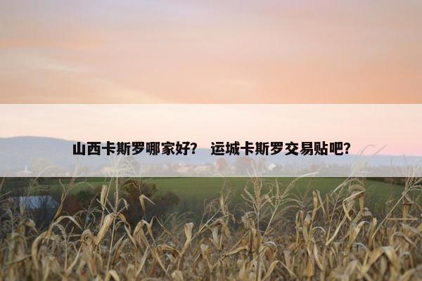 山西卡斯罗哪家好？ 运城卡斯罗交易贴吧？