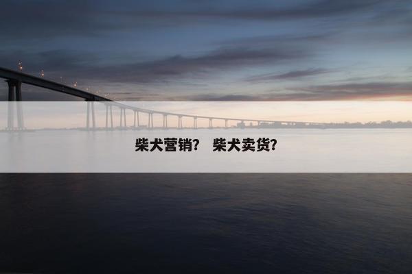 柴犬营销？ 柴犬卖货？