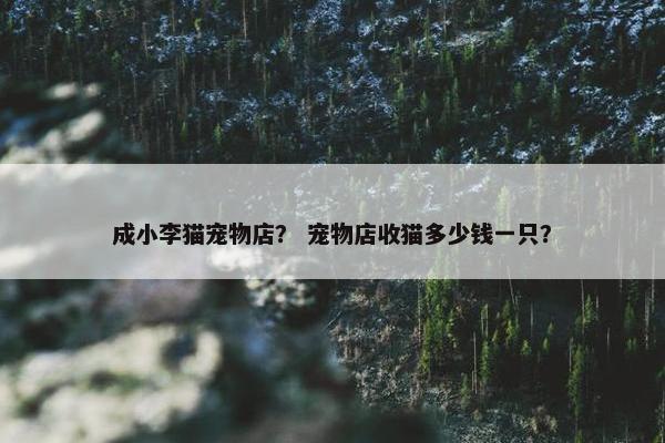 成小李猫宠物店？ 宠物店收猫多少钱一只？