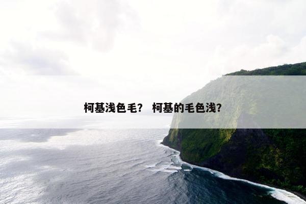 柯基浅色毛？ 柯基的毛色浅？
