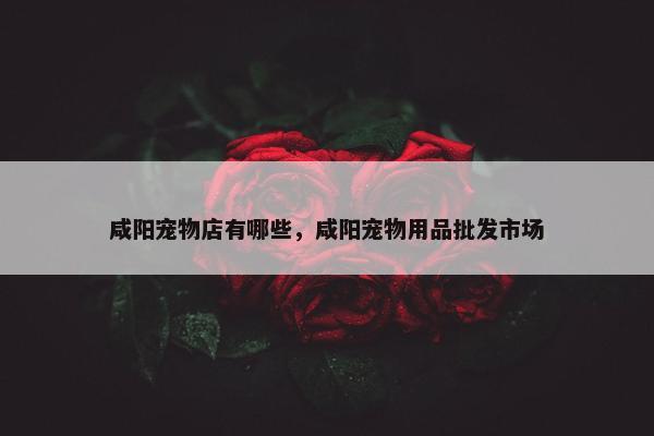 咸阳宠物店有哪些，咸阳宠物用品批发市场