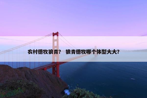 农村德牧狼青？ 狼青德牧哪个体型大大？