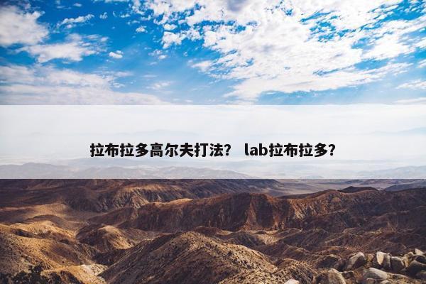 拉布拉多高尔夫打法？ lab拉布拉多？