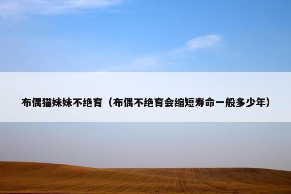 布偶猫妹妹不绝育（布偶不绝育会缩短寿命一般多少年）