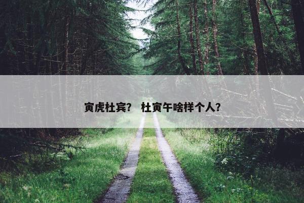 寅虎杜宾？ 杜寅午啥样个人？