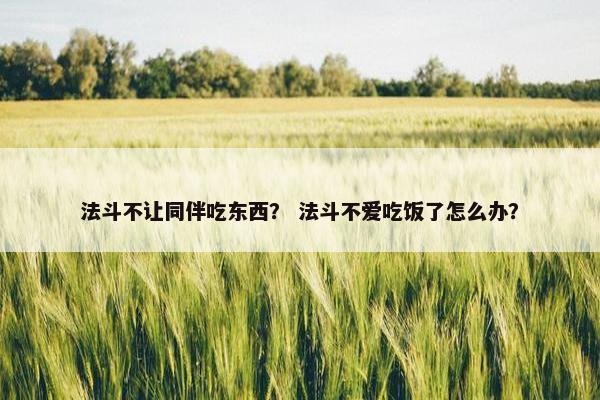 法斗不让同伴吃东西？ 法斗不爱吃饭了怎么办？