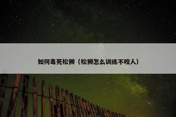 如何毒死松狮（松狮怎么训练不咬人）