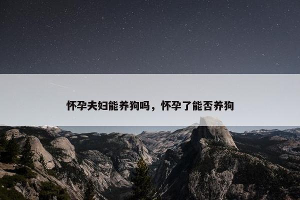 怀孕夫妇能养狗吗，怀孕了能否养狗