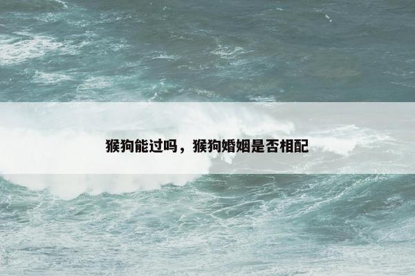 猴狗能过吗，猴狗婚姻是否相配