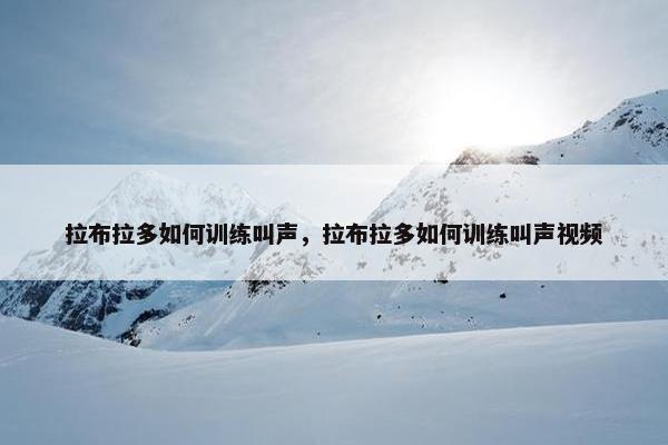 拉布拉多如何训练叫声，拉布拉多如何训练叫声视频
