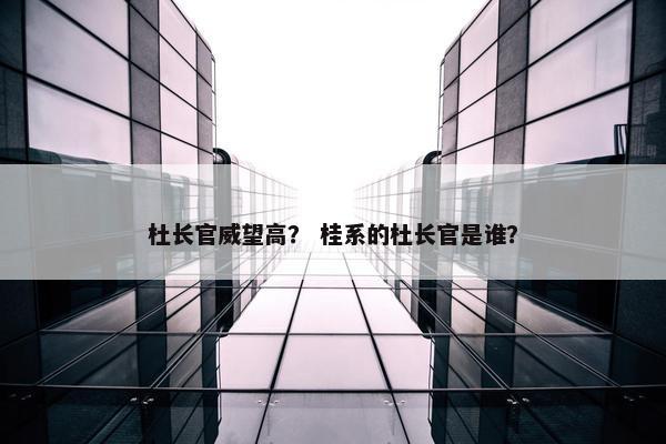 杜长官威望高？ 桂系的杜长官是谁？