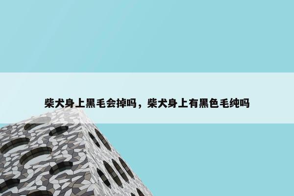 柴犬身上黑毛会掉吗，柴犬身上有黑色毛纯吗