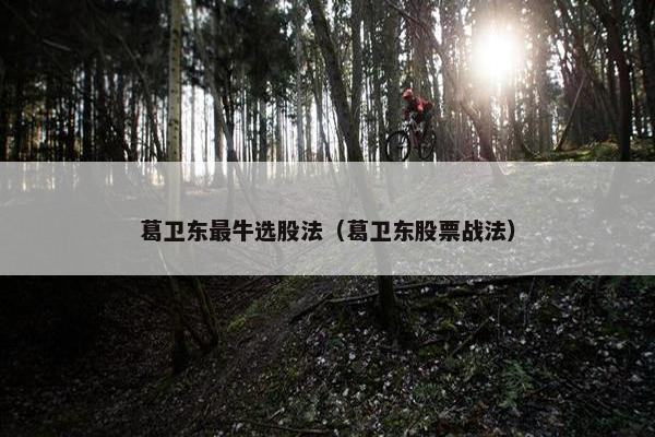 葛卫东最牛选股法（葛卫东股票战法）